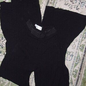 small boho lounge stretch pants pattern womens casual wear black festival
